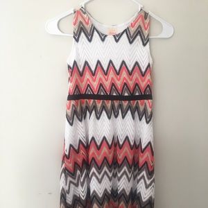 Girls Multicolor High-Low Chevron Dress